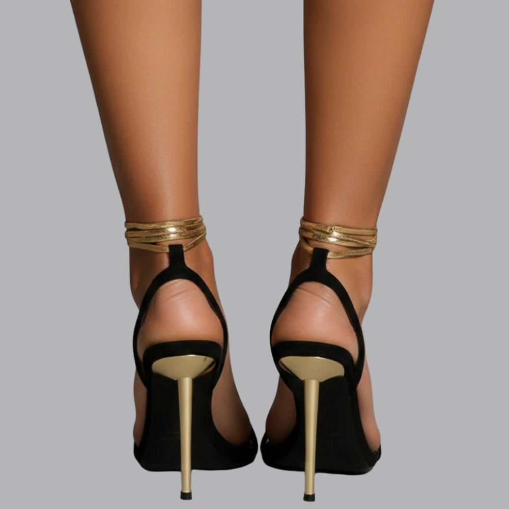 Women’s Strappy Stiletto Sandals Gold Ankle Strap Heels