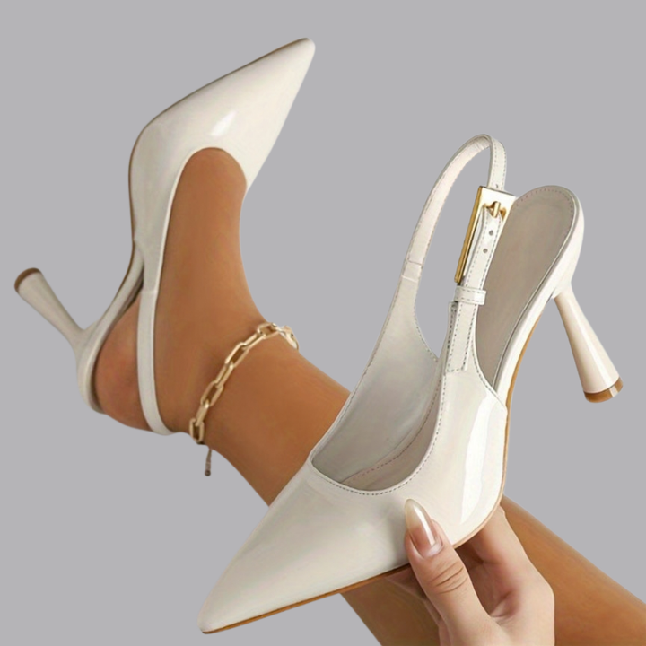Women’s Patent Leather Stiletto Slingback Heels Pointed Toe