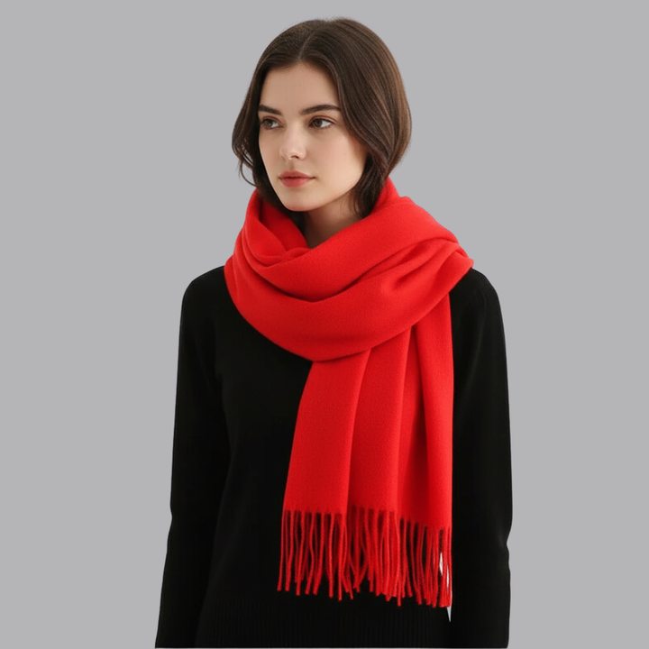 Women’s Plain Soft Cashmere Scarf Fringed Winter Wrap