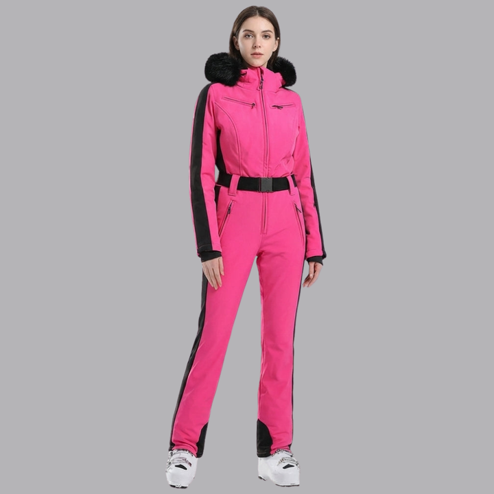 Women’s Hooded Ski One Piece Colorblock Winter Snow Suit