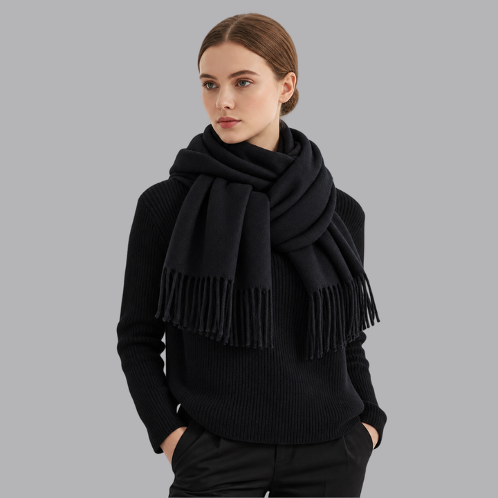 Women’s Plain Soft Cashmere Scarf Fringed Winter Wrap