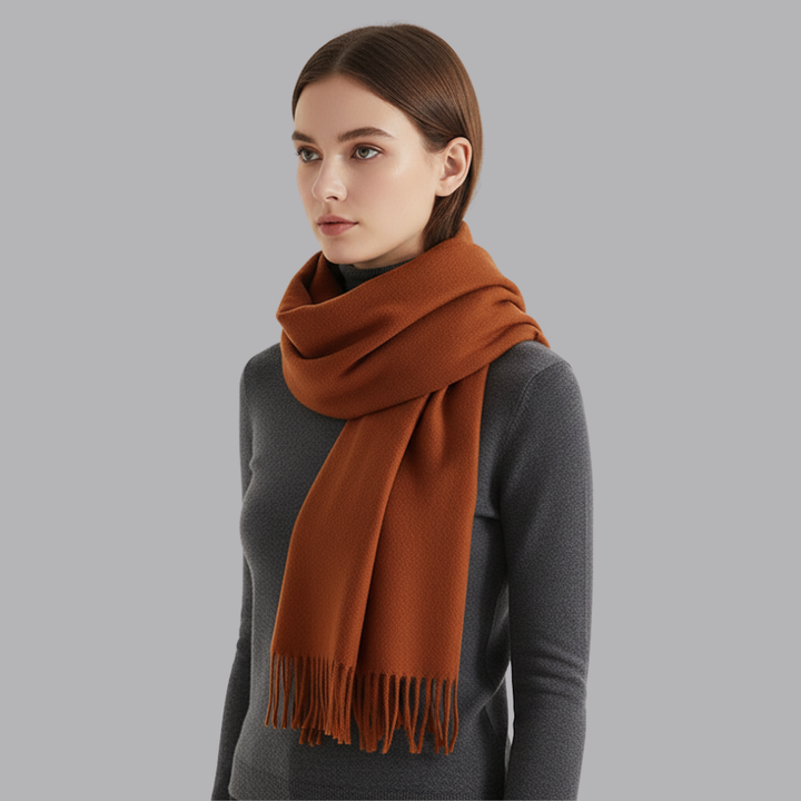 Women’s Plain Soft Cashmere Scarf Fringed Winter Wrap