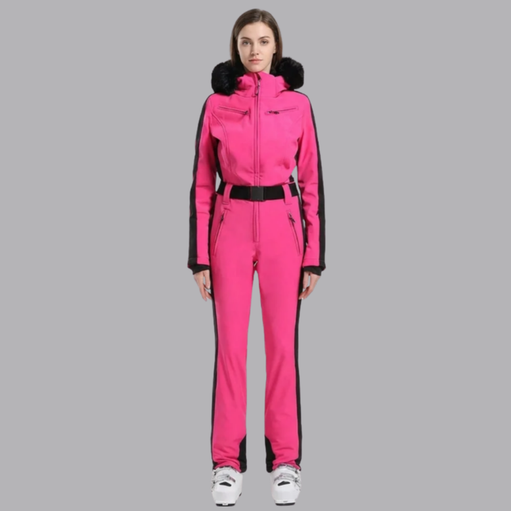 Women’s Hooded Ski One Piece Colorblock Winter Snow Suit