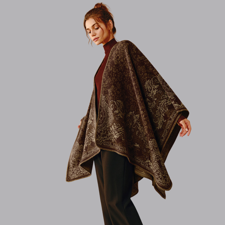 Women’s Boho Poncho Paisley Pattern Lightweight Cape