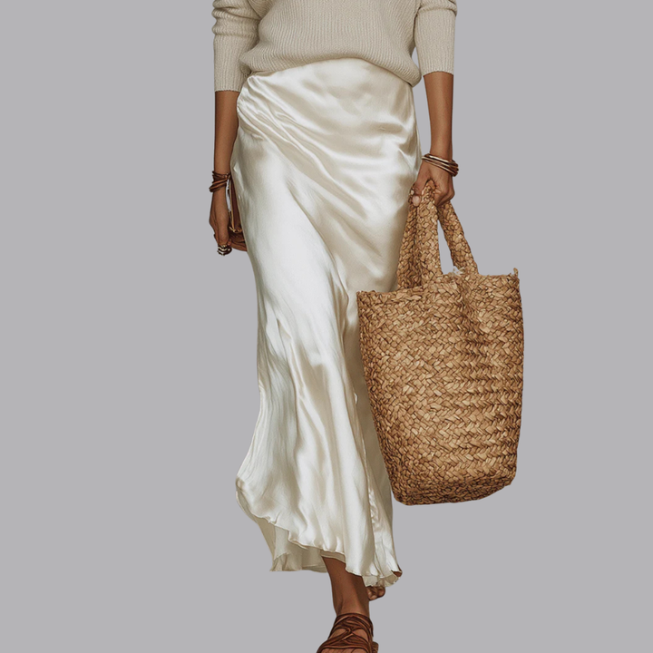 Women’s Satin Midi Skirt Long Sleeve Two Piece Set