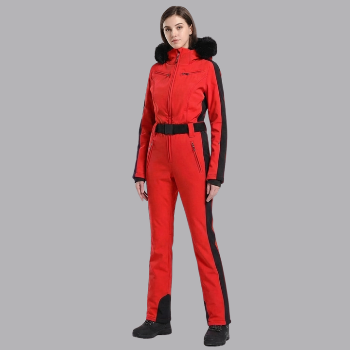Women’s Hooded Ski One Piece Colorblock Winter Snow Suit