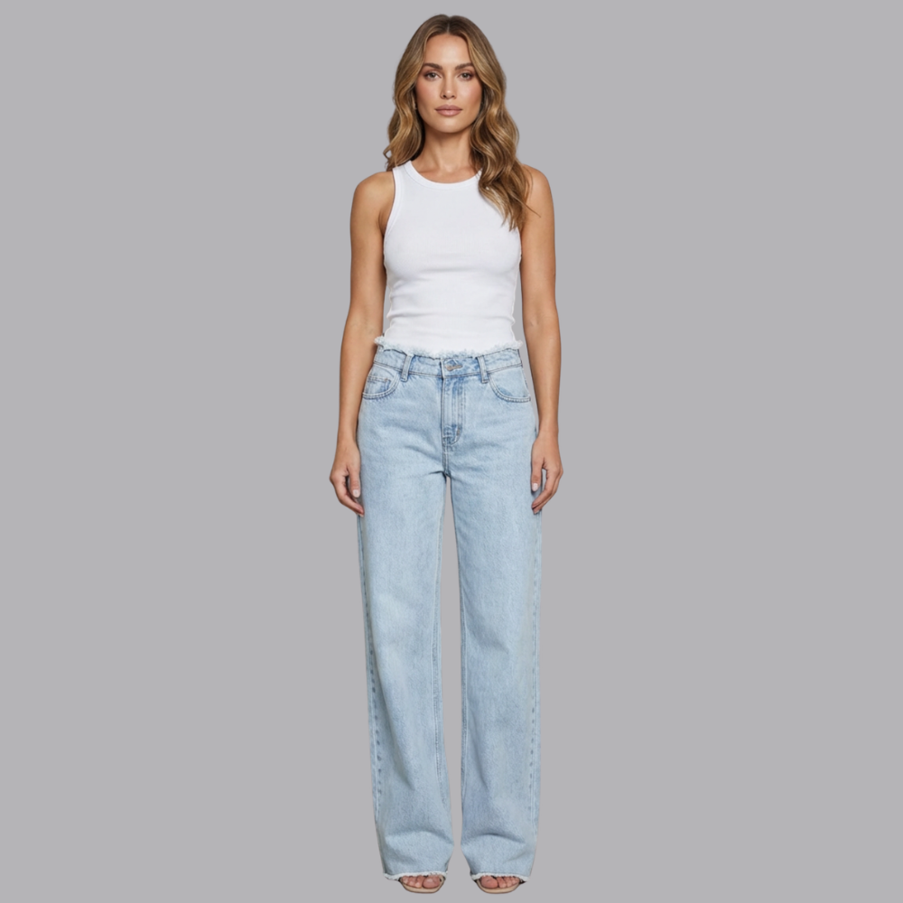 Women’s Light Wash High Waisted Wide Leg Denim Jeans