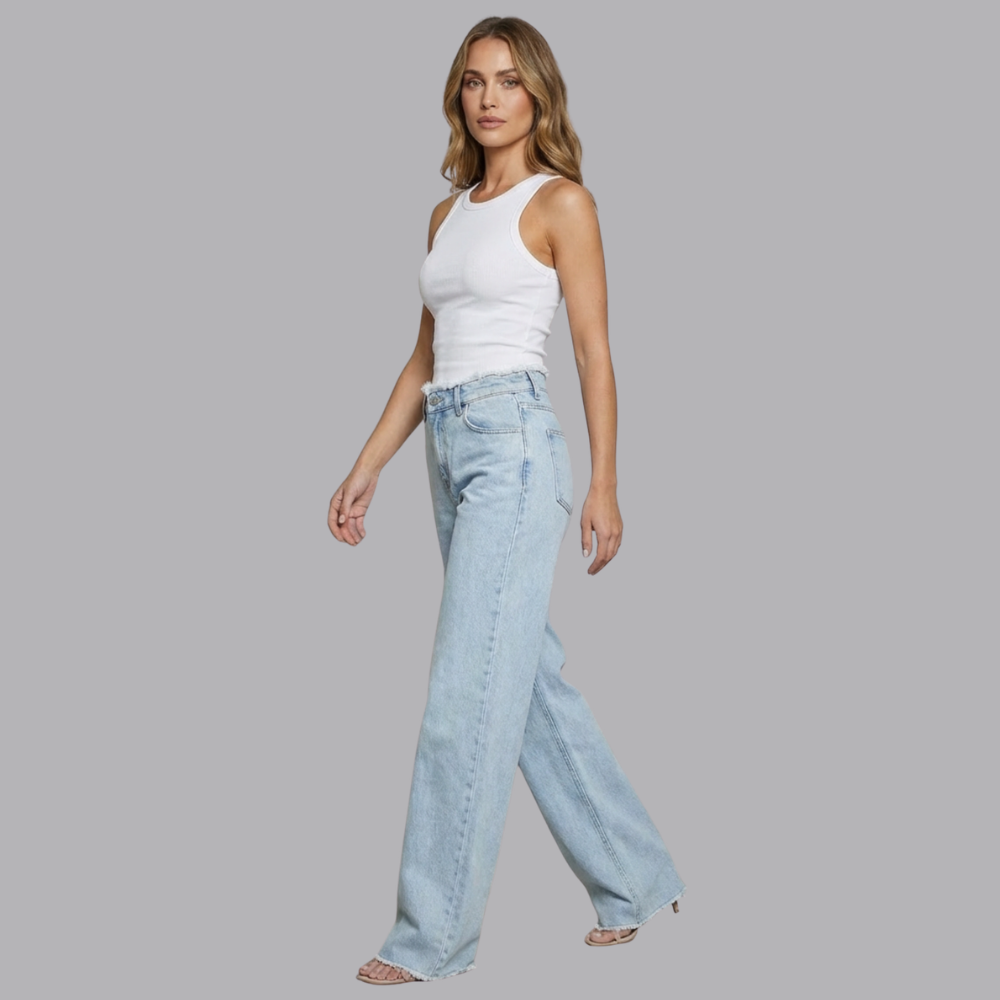 Women’s Light Wash High Waisted Wide Leg Denim Jeans