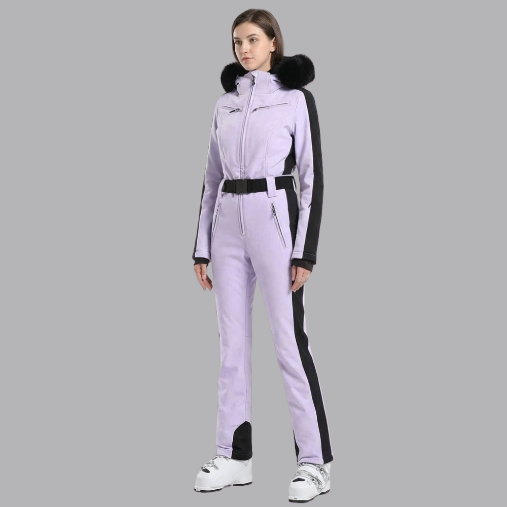 Women’s Hooded Ski One Piece Colorblock Winter Snow Suit