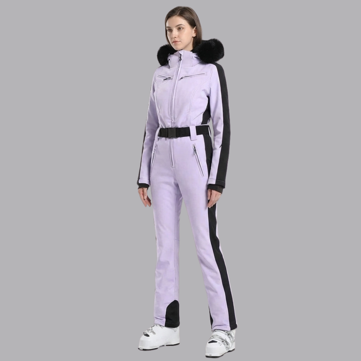 Women’s Hooded Ski One Piece Colorblock Winter Snow Suit