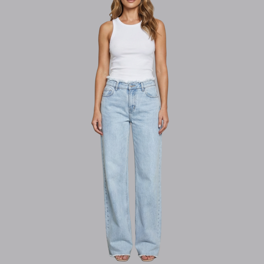 Women’s Light Wash High Waisted Wide Leg Denim Jeans