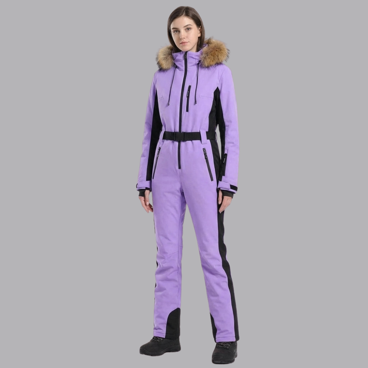 Women’s Hooded Ski One Piece Colorblock Winter Snow Suit