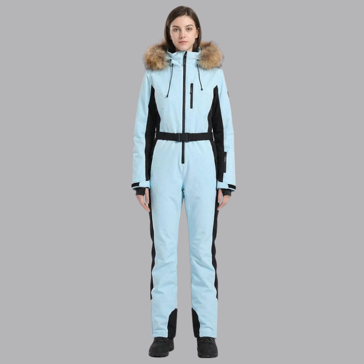 Women’s Hooded Ski One Piece Colorblock Winter Snow Suit