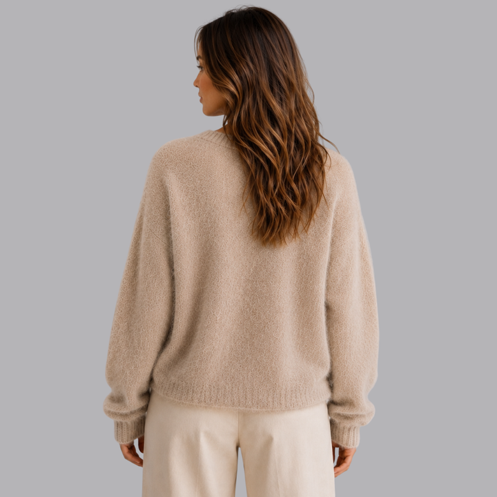 Women’s Fuzzy Knit Cardigan V Neck Button Front Long Sleeve
