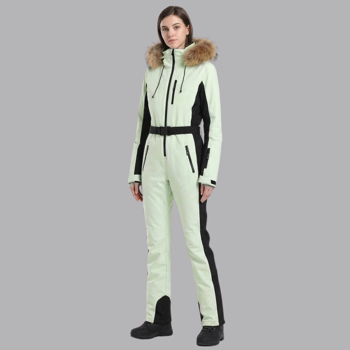 Women’s Hooded Ski One Piece Colorblock Winter Snow Suit