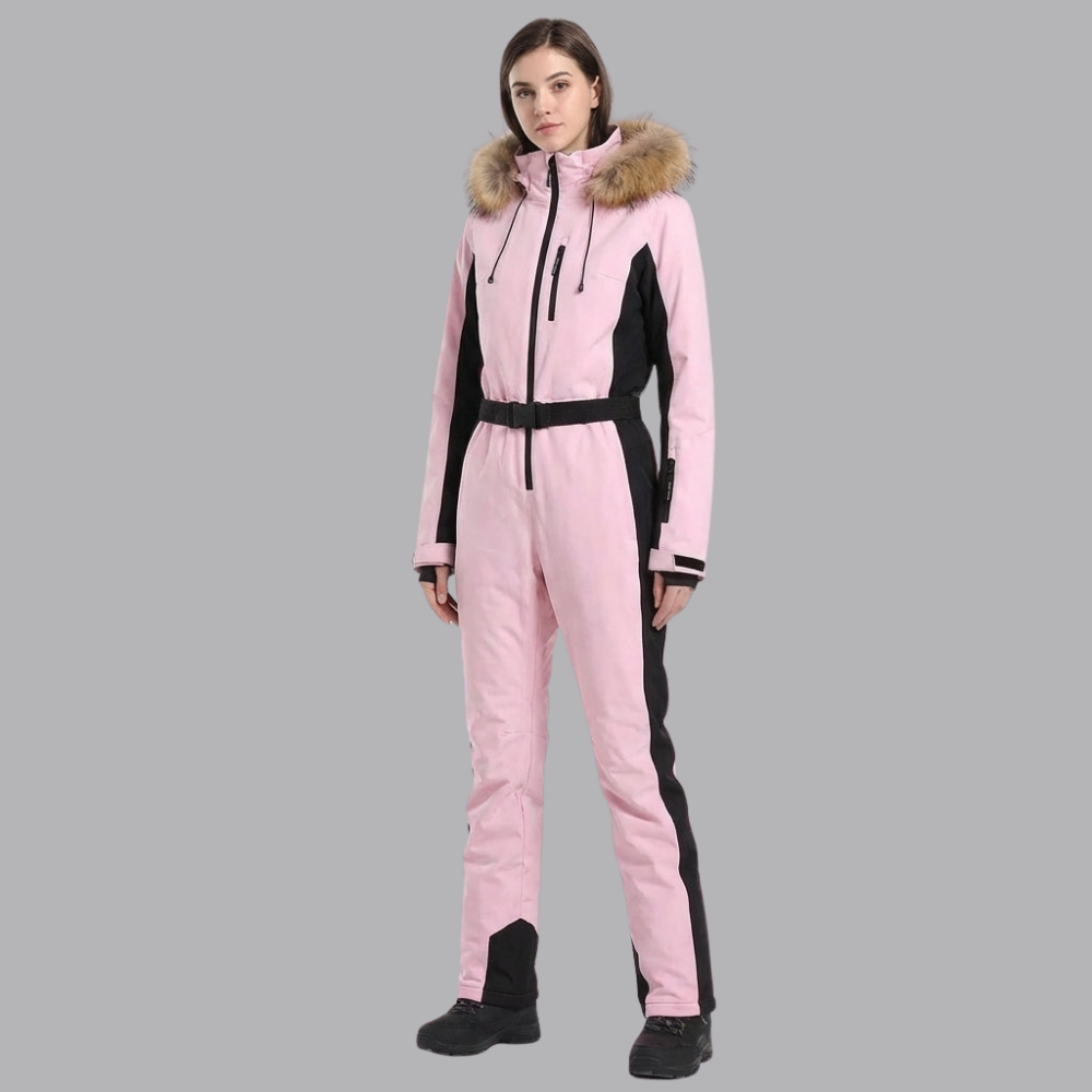 Women’s Hooded Ski One Piece Colorblock Winter Snow Suit