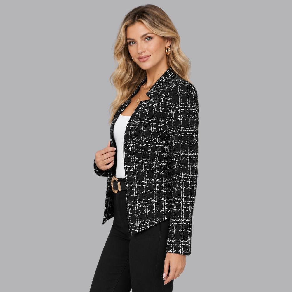 Women’s Plaid Blazer Open Front Tailored Jacket Casual Outfit