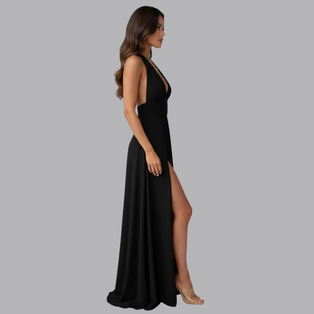Women’s Halter Neck Summer Maxi Dress High Slit