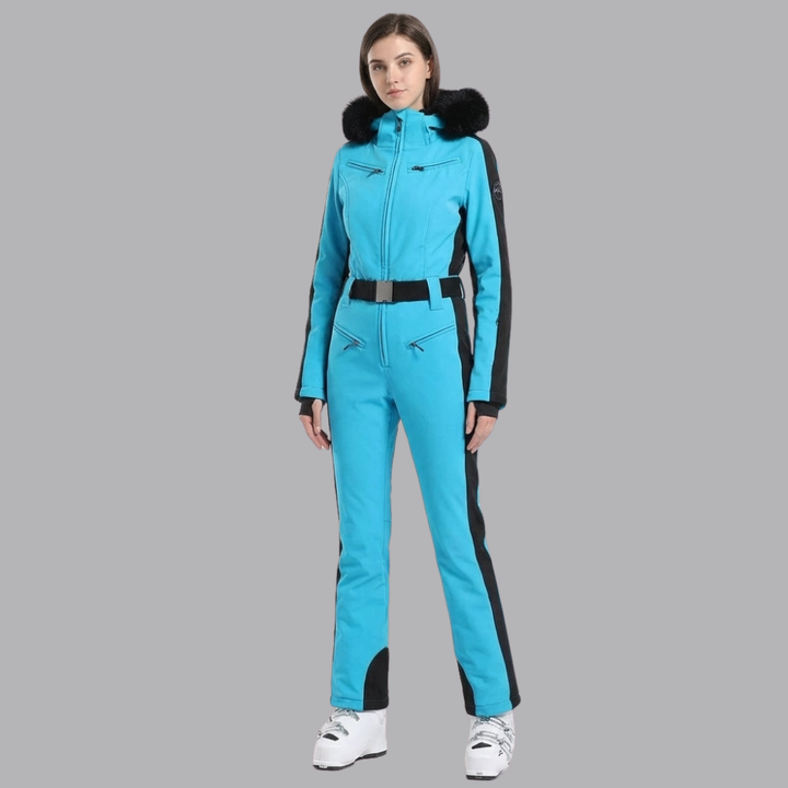 Women’s Hooded Ski One Piece Colorblock Winter Snow Suit