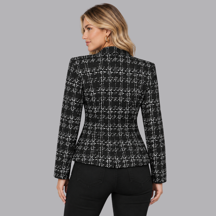 Women’s Plaid Blazer Open Front Tailored Jacket Casual Outfit