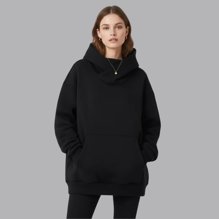 Women’s Oversized Hoodie Crossover Neck Pullover Sweatshirt