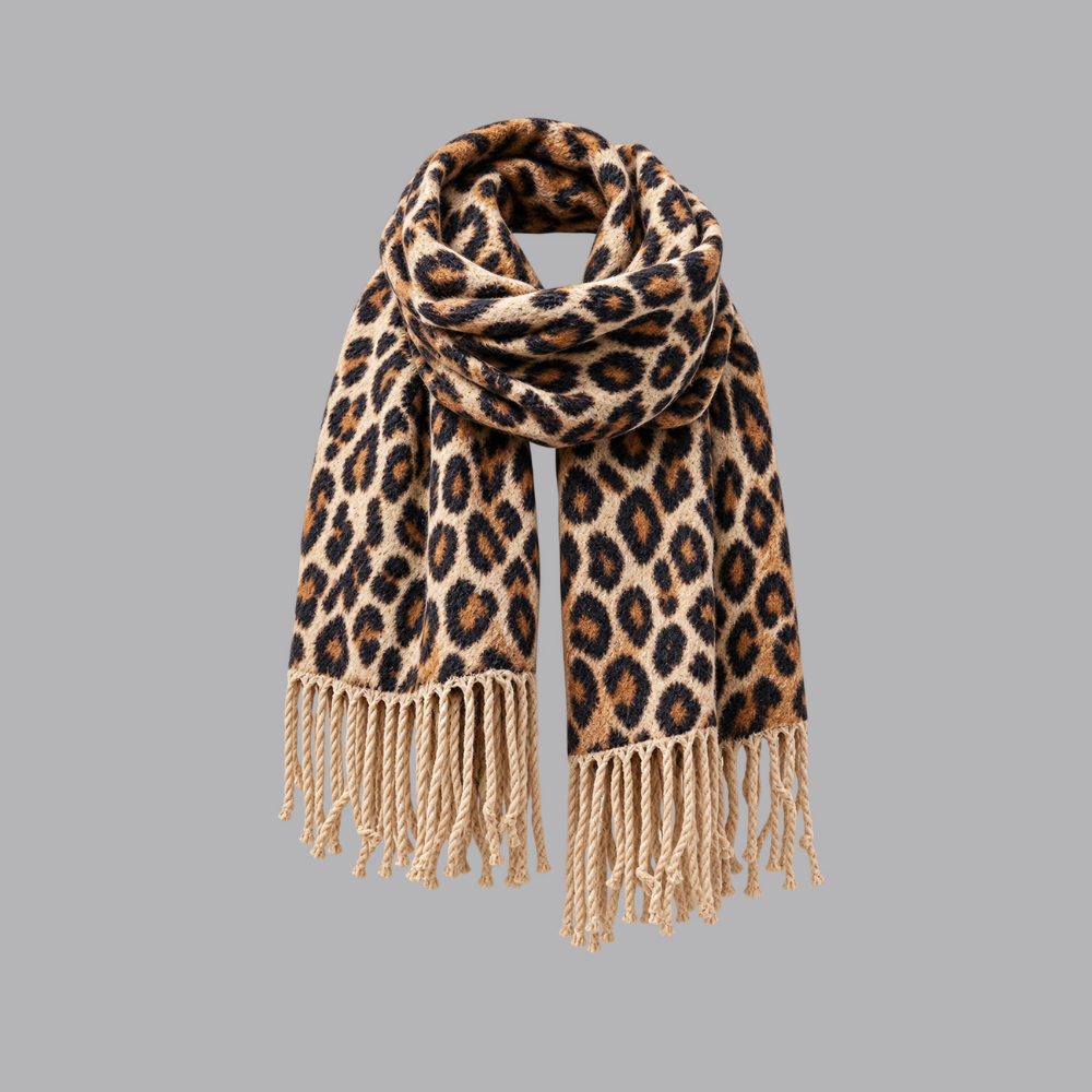 Women’s Leopard Print Blanket Scarf Oversized Fringed Wrap