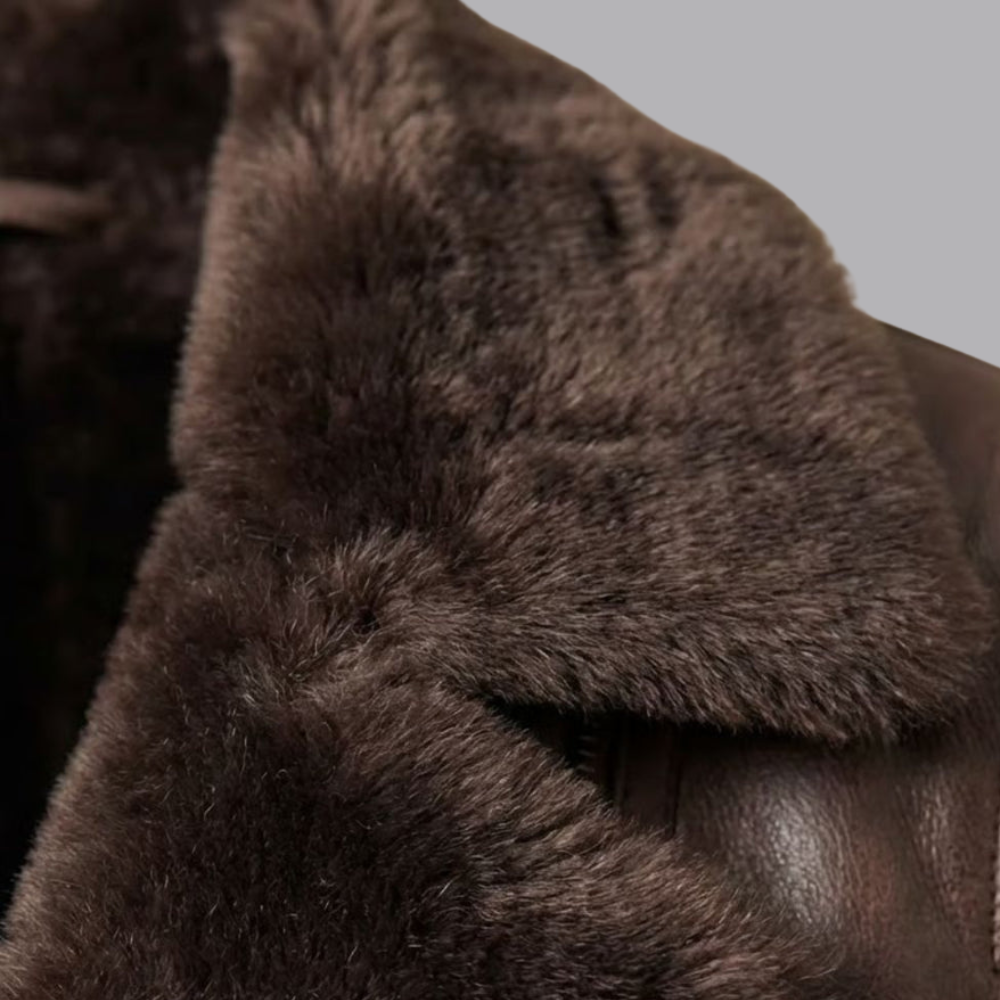 Women’s Faux Leather Jacket Shearling Collar Zip Front