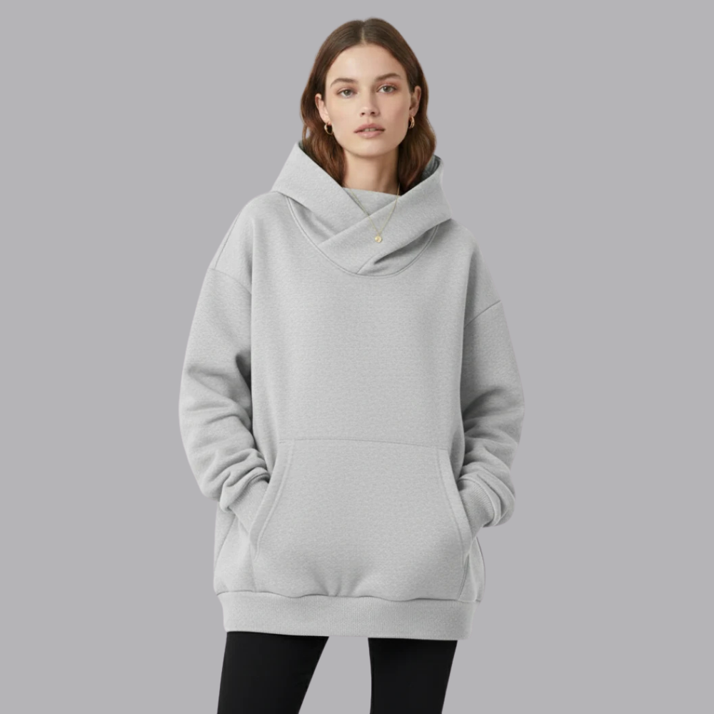 Women’s Oversized Hoodie Crossover Neck Pullover Sweatshirt