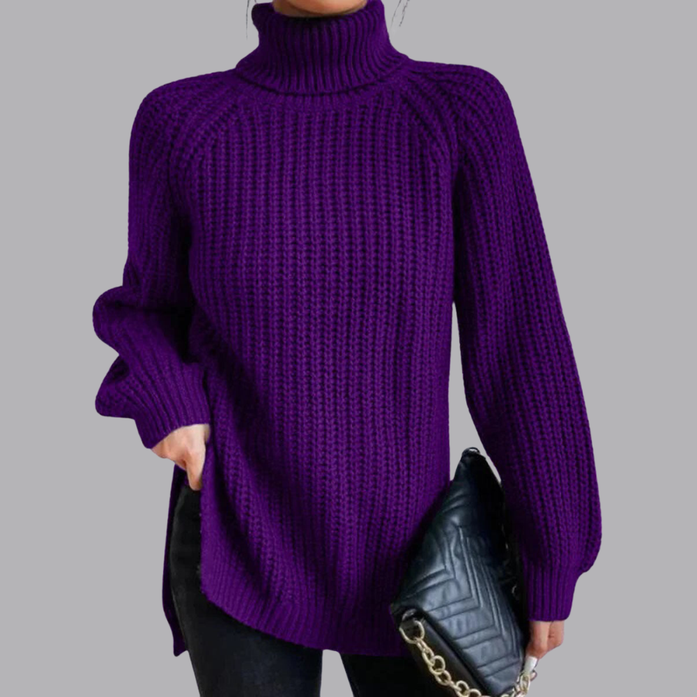 Women’s Chunky Knit Roll Neck Jumper Long Sleeve