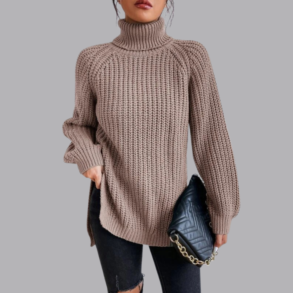 Women’s Chunky Knit Roll Neck Jumper Long Sleeve
