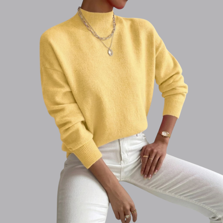 Women’s Mock Neck Knit Sweater Long Sleeve Casual Pullover