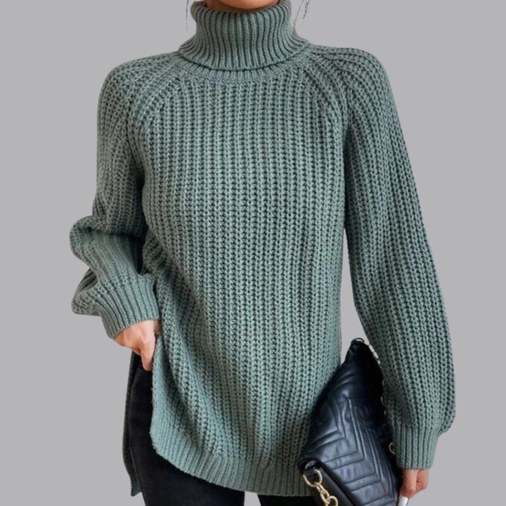 Women’s Chunky Knit Roll Neck Jumper Long Sleeve