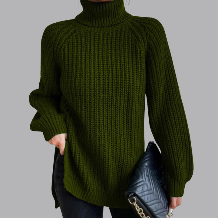 Women’s Chunky Knit Roll Neck Jumper Long Sleeve