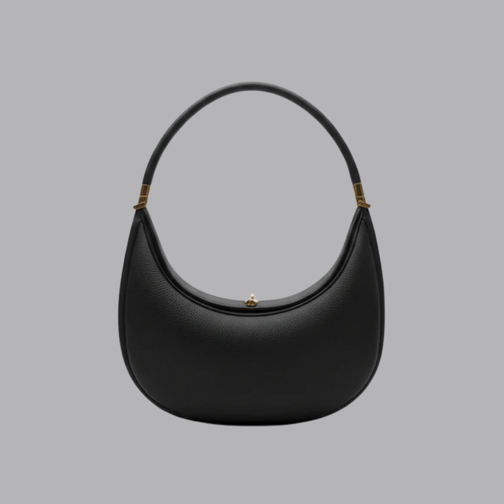 Women’s Black Crescent Hobo Shoulder Bag Gold Accent