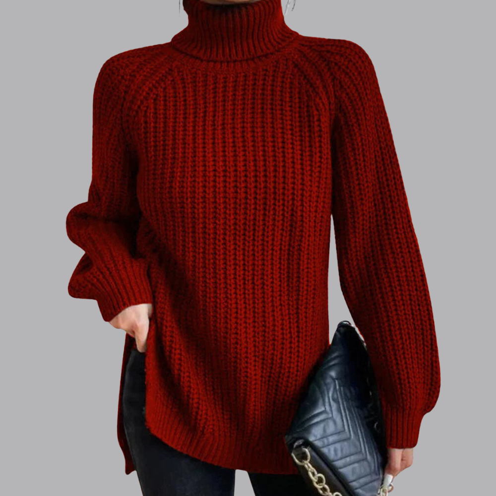 Women’s Chunky Knit Roll Neck Jumper Long Sleeve