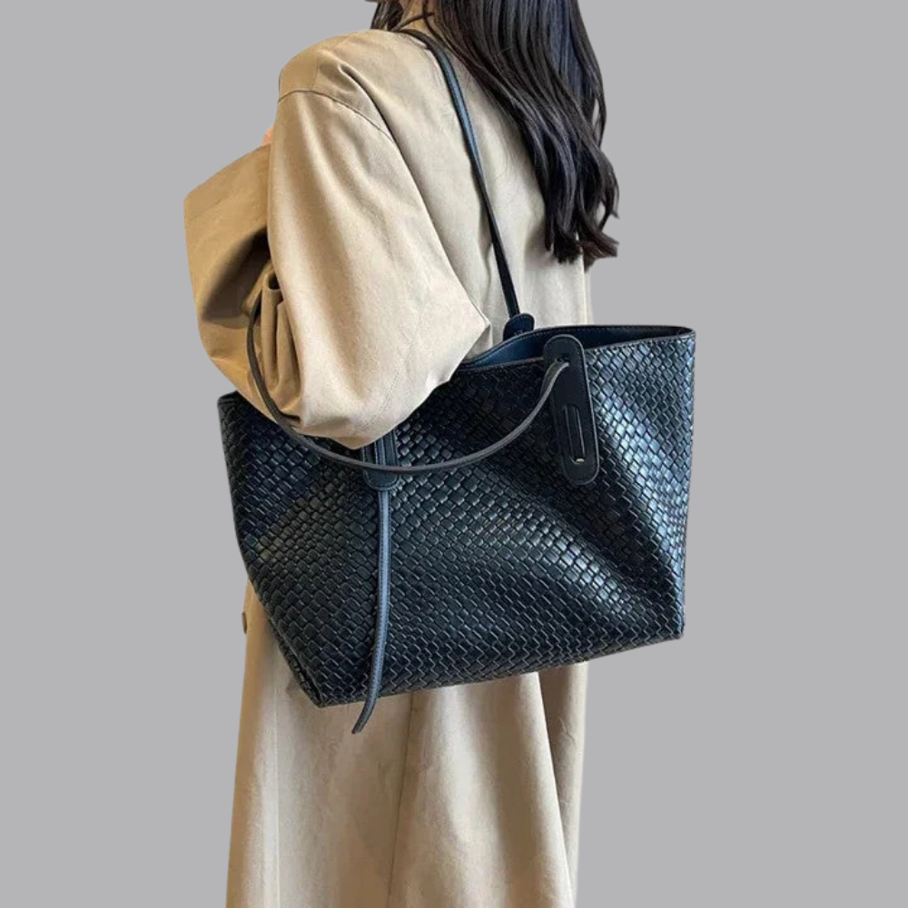 Women’s Textured Woven Tote Bag Everyday Shoulder Handbag