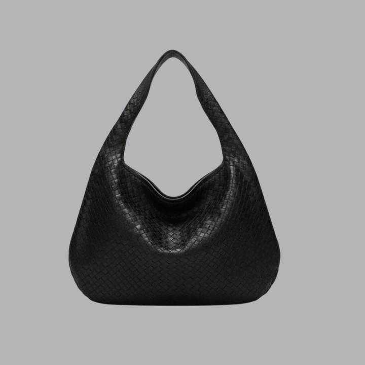 Women’s Black Woven Hobo Shoulder Bag Slouchy Tote