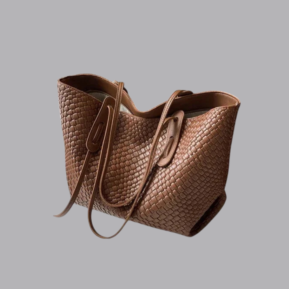 Women’s Textured Woven Tote Bag Everyday Shoulder Handbag