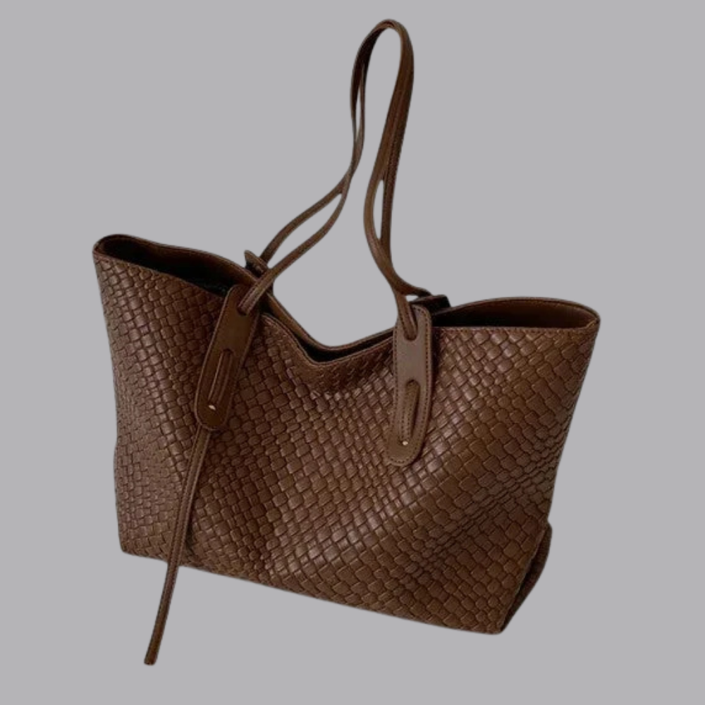 Women’s Textured Woven Tote Bag Everyday Shoulder Handbag