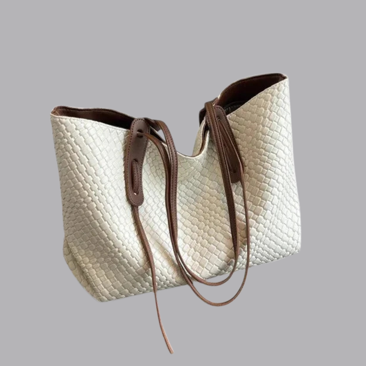 Women’s Textured Woven Tote Bag Everyday Shoulder Handbag
