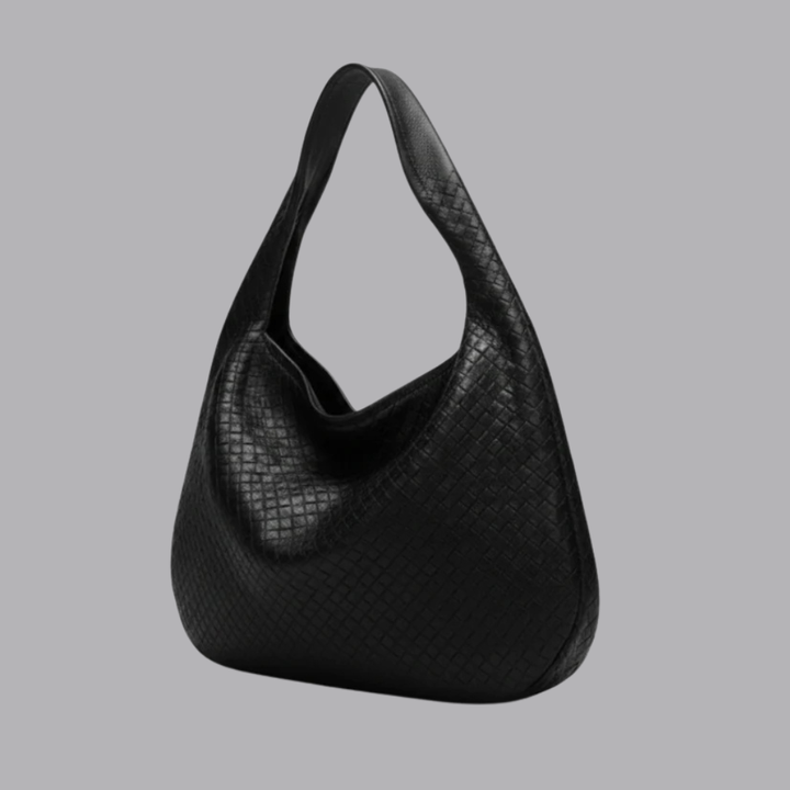 Women’s Black Woven Hobo Shoulder Bag Slouchy Tote