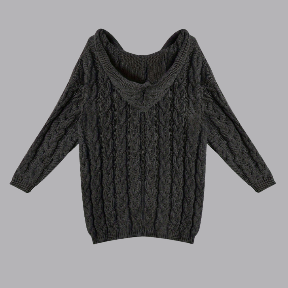Women’s Cable Knit Hooded Sweater Long Sleeve