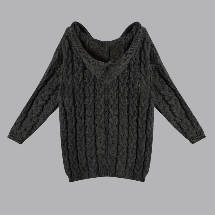 Women’s Cable Knit Hooded Sweater Long Sleeve