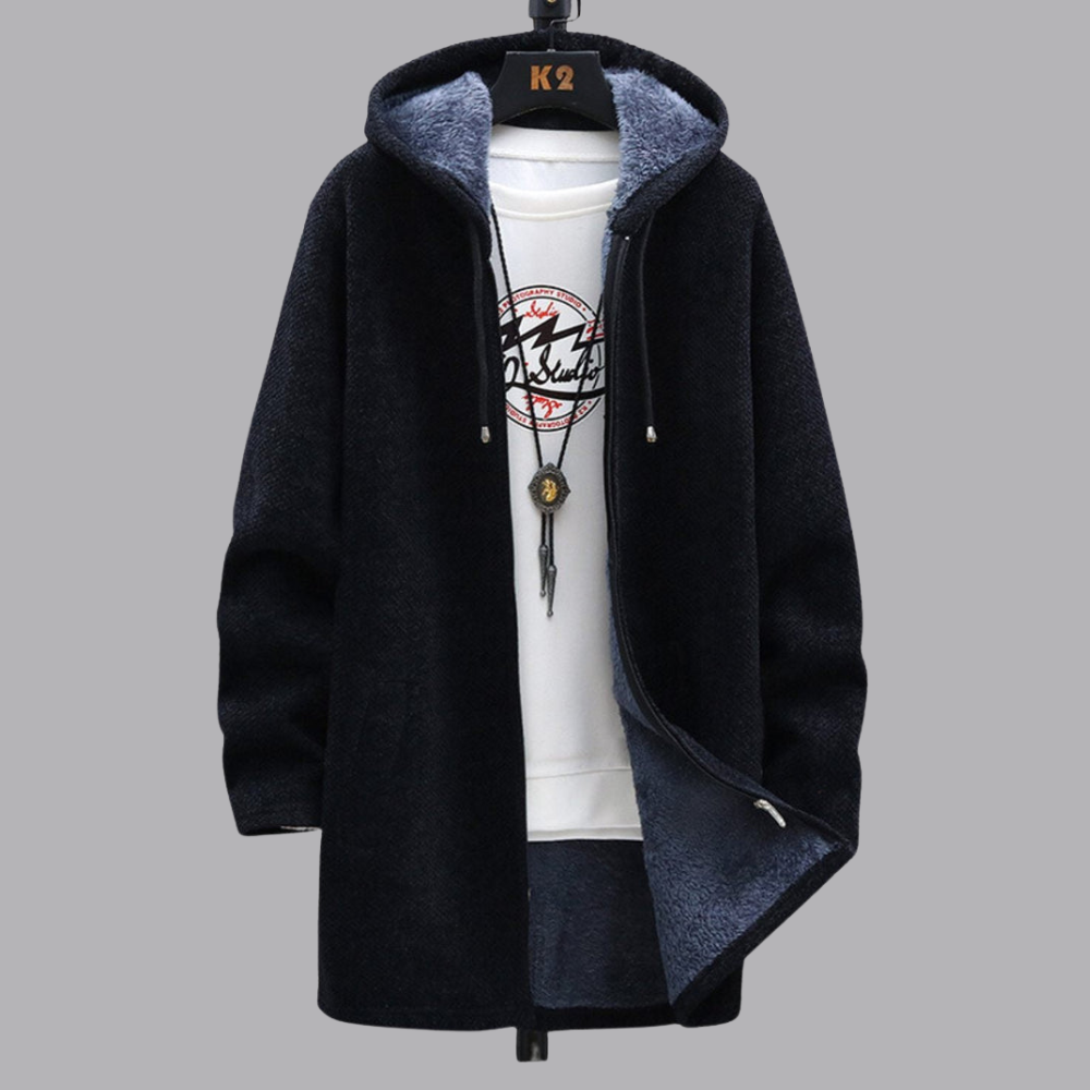 Women’s Fleece Lined Hooded Coat Longline Zip Up Outerwear