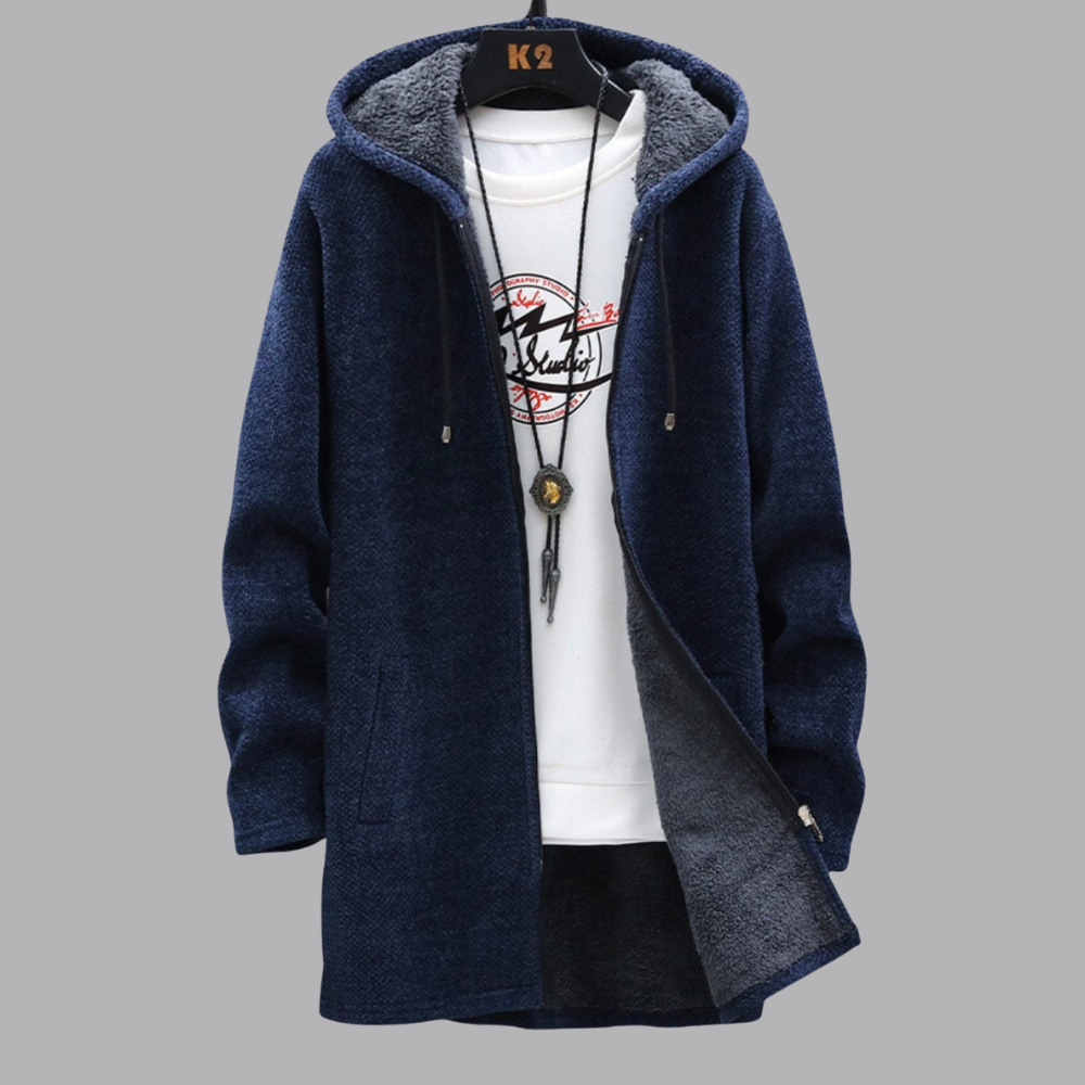 Women’s Fleece Lined Hooded Coat Longline Zip Up Outerwear
