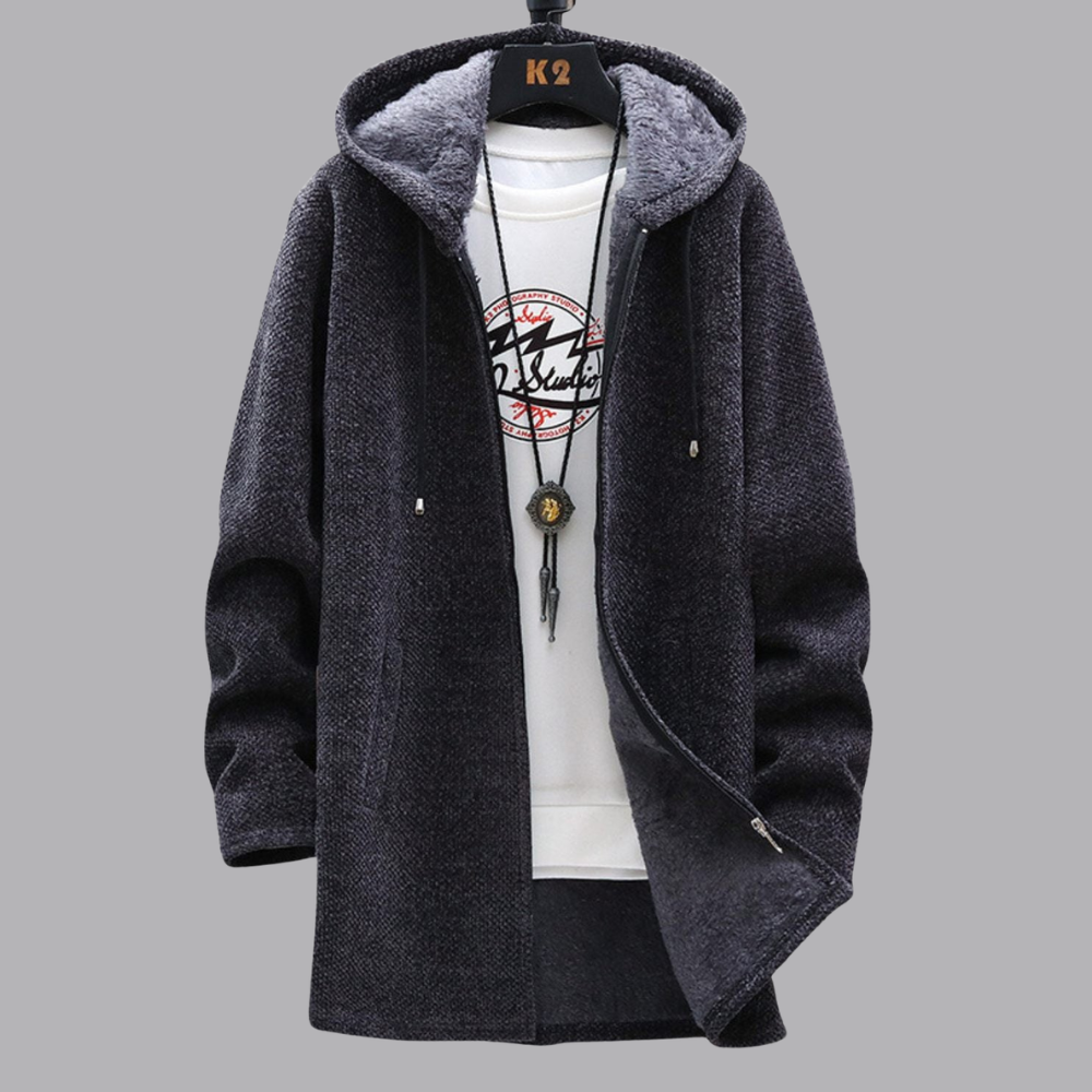 Women’s Fleece Lined Hooded Coat Longline Zip Up Outerwear