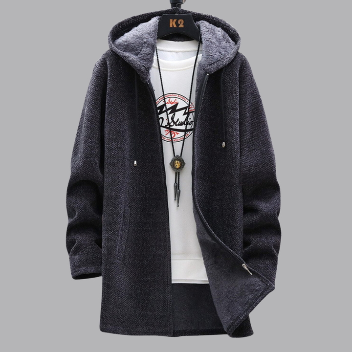 Women’s Fleece Lined Hooded Coat Longline Zip Up Outerwear