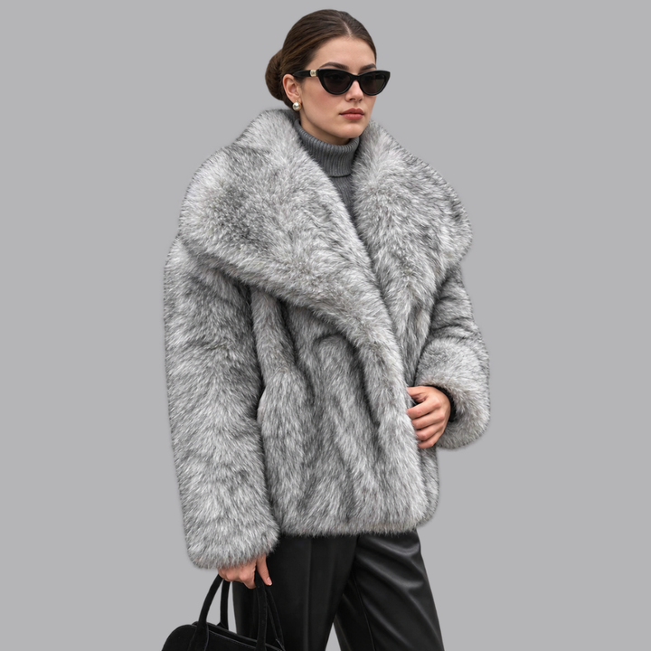 Women’s Oversized Faux Fur Jacket Wide Collar Long Sleeve