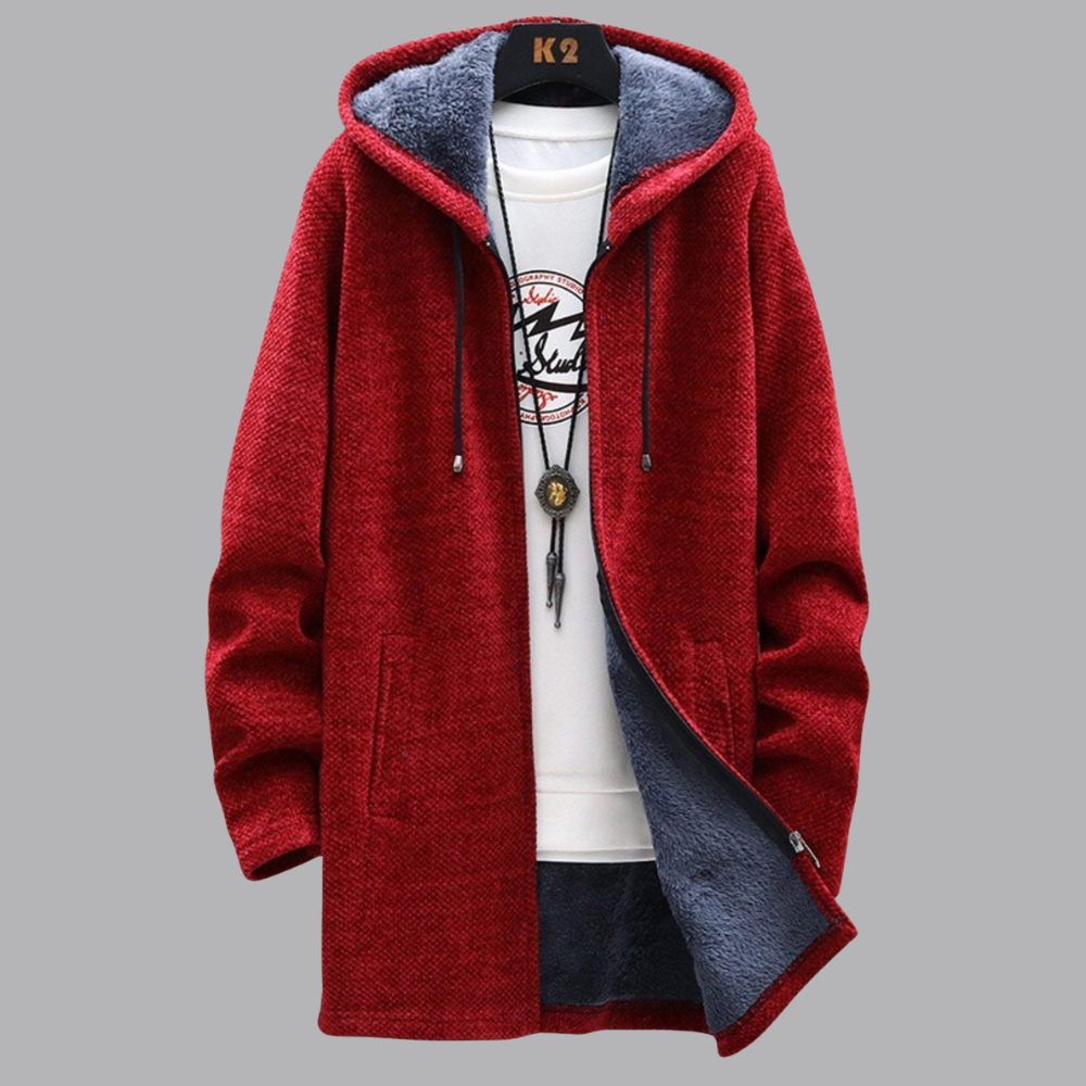 Women’s Fleece Lined Hooded Coat Longline Zip Up Outerwear