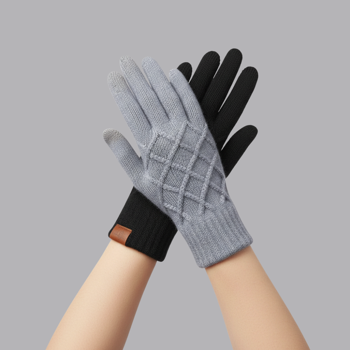 Women’s Thermal Winter Gloves Textured Knit Diamond Pattern